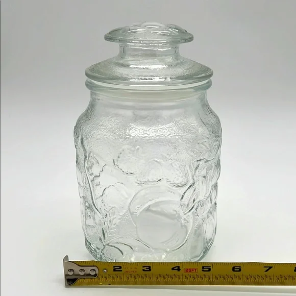 Libbey Orchard Clear Glass Embossed Country Fruit Vintage Canister Cookie Jar - Picture 11 of 11
